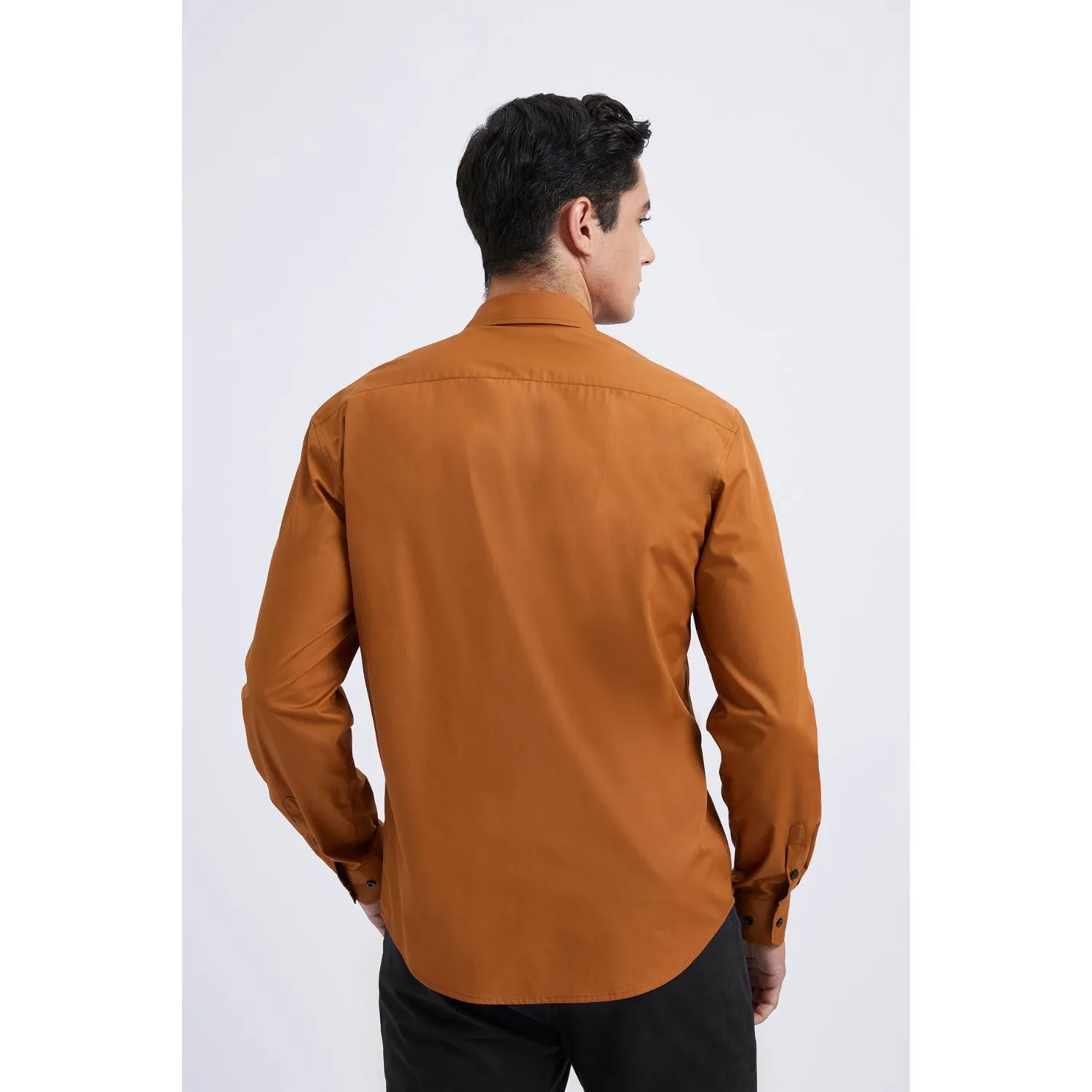 Men's Patchwork Dress Shirt with Pocket - BROWN/PAISLEY