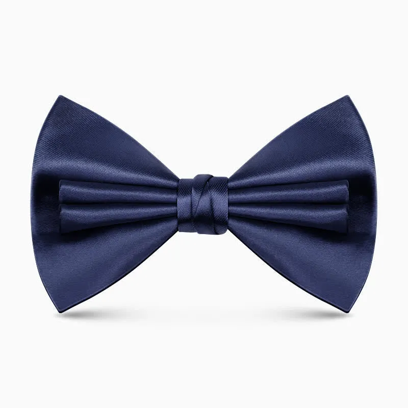 Men's Unique Double Layers Wrinkle Solid Color Bow Tie
