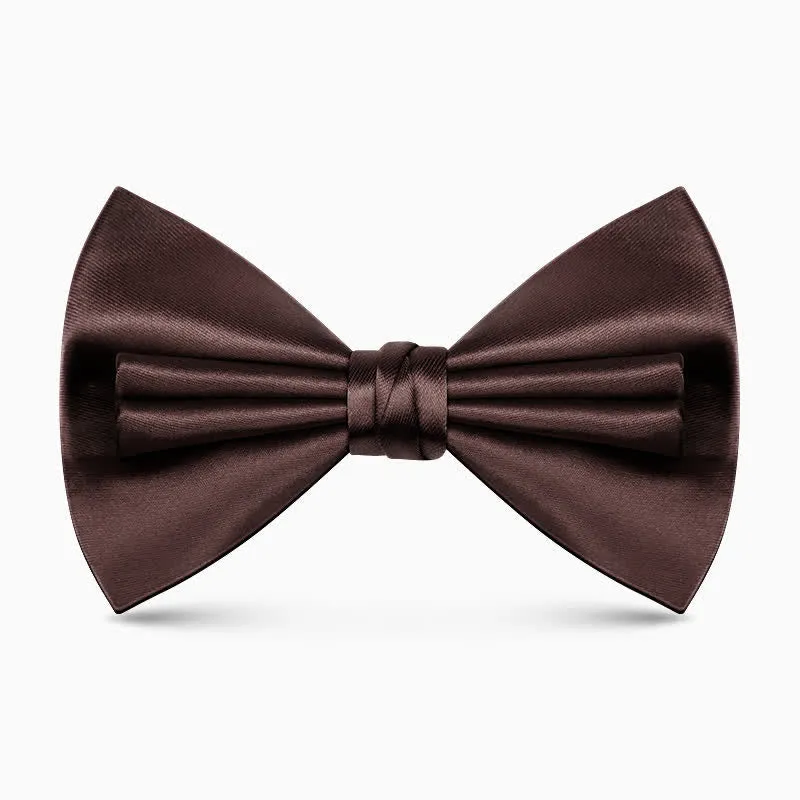Men's Unique Double Layers Wrinkle Solid Color Bow Tie