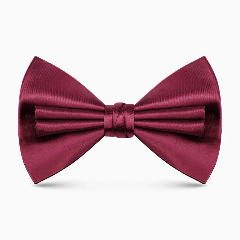 Men's Unique Double Layers Wrinkle Solid Color Bow Tie