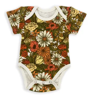 Organic Cotton Short Sleeve Baby Bodysuit, Daisy