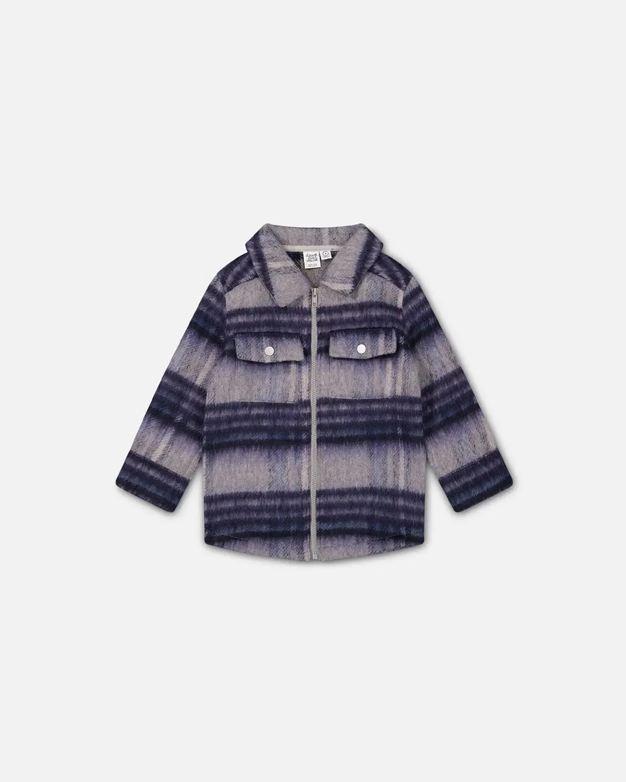 Overshirt Wool-Effect With Pockets Plaid Blue And Gray