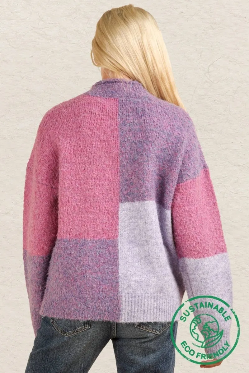 Oversized Color Block Cozy Knit Sweater Top