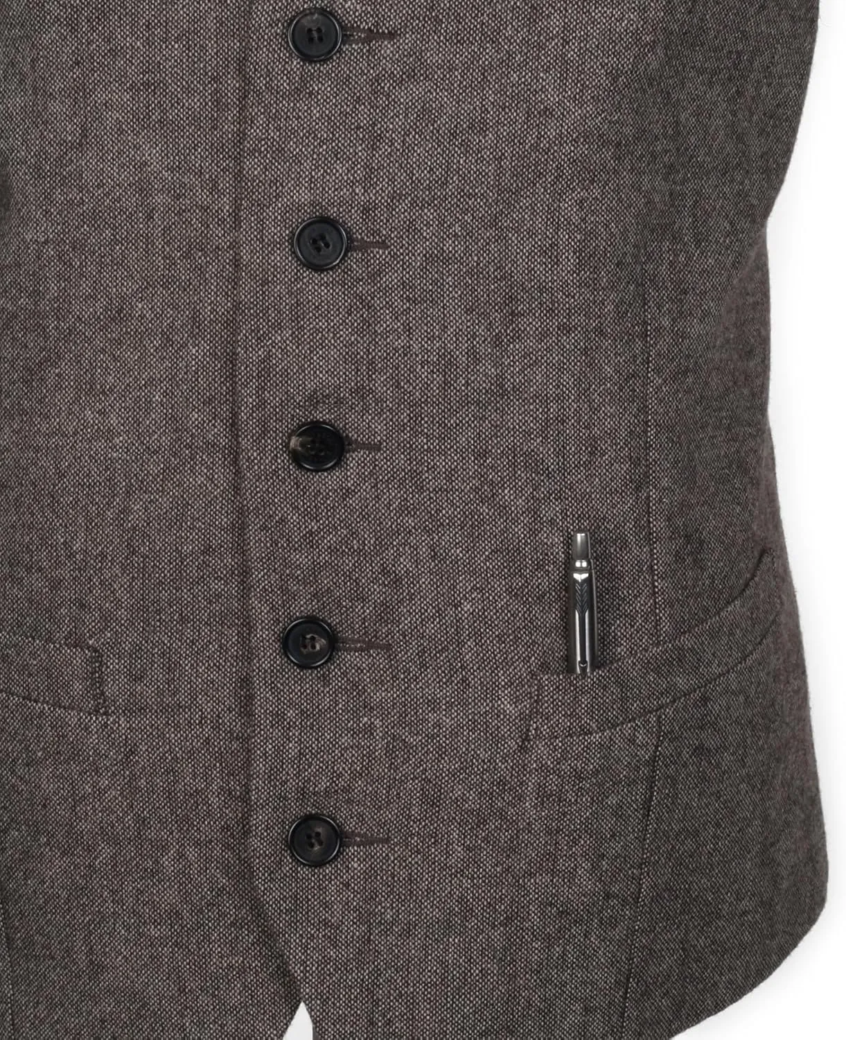 Ruth&Boaz 2Pockets 5Buttons Wool Herringbone Tweed Business Suit Vest