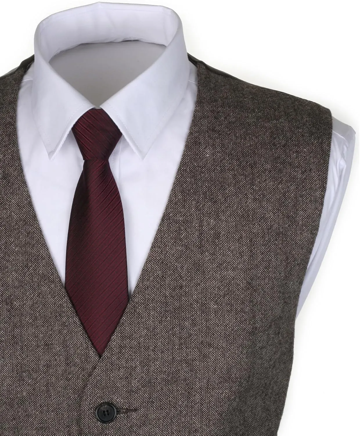 Ruth&Boaz 2Pockets 5Buttons Wool Herringbone Tweed Business Suit Vest