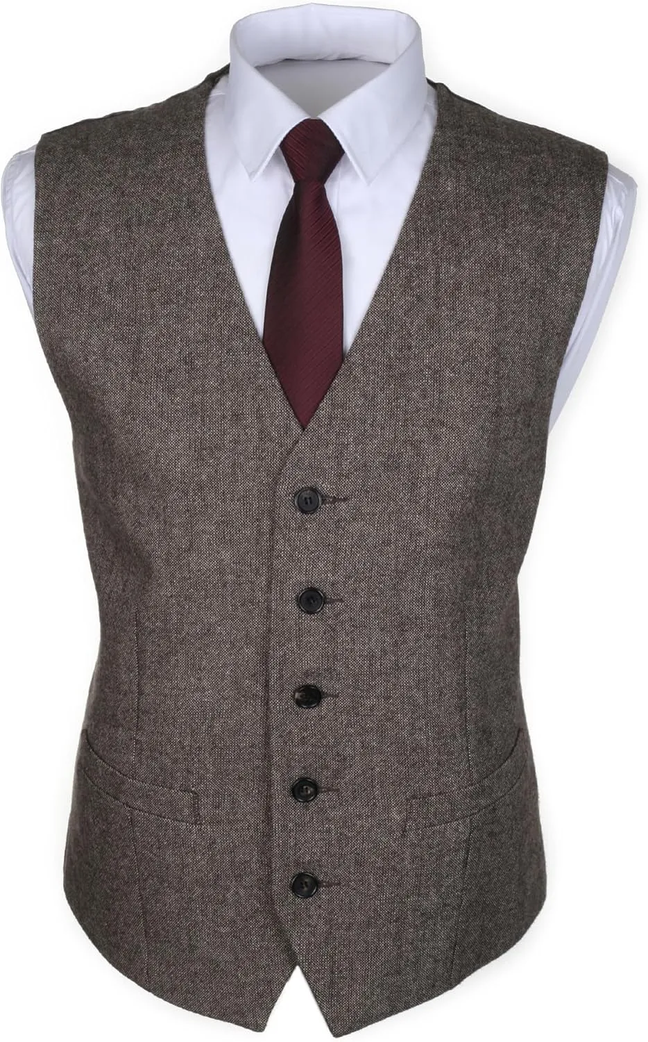 Ruth&Boaz 2Pockets 5Buttons Wool Herringbone Tweed Business Suit Vest