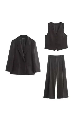 'Taylor' Pinstriped Executive Three-Piece Suit (Sold Separately)