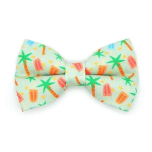 Tropical Cat Bow Tie - "Palms & Popsicles - Green" - Palm Trees Bow Tie for Cat / Pastel Summer Beach Popsicle / Cat   Small Dog Bowtie