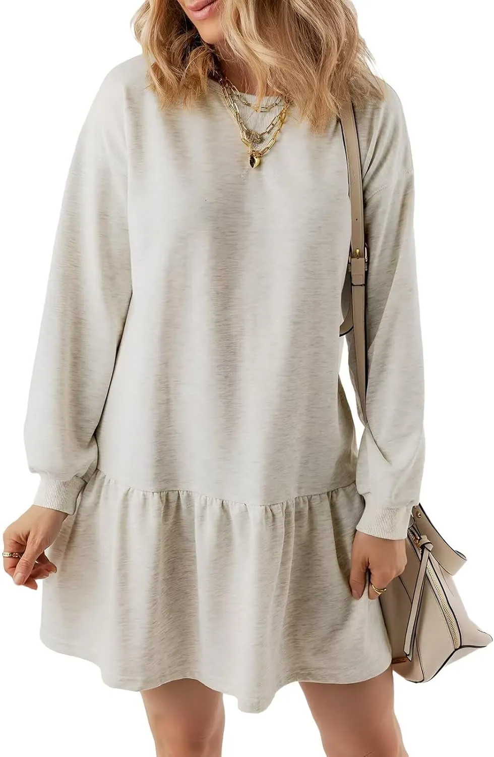 Women's Sweatshirt Dress 2025 Fall Winter Long Sleeve Pullover Crewneck Oversized Casual Mini Dresses