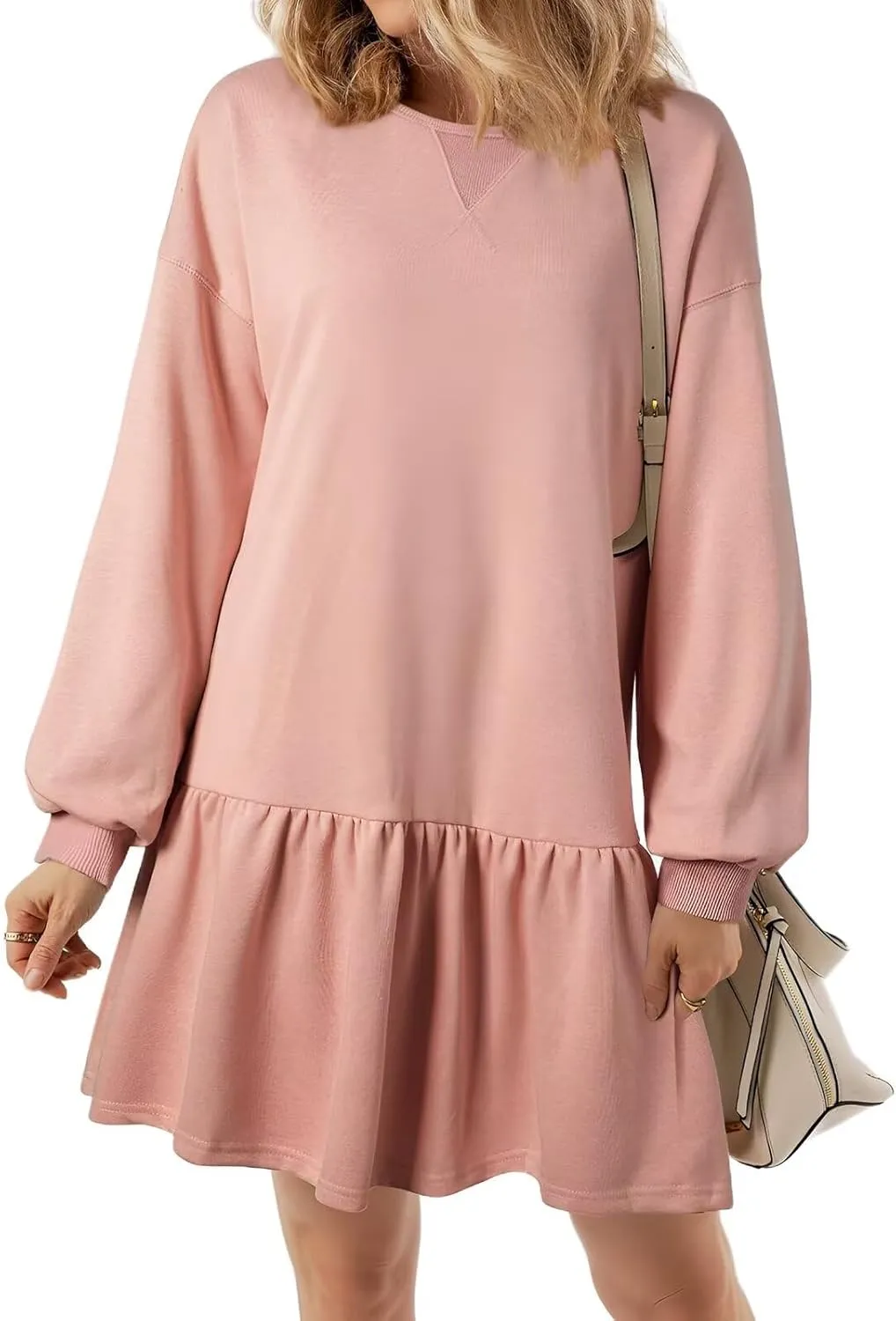 Women's Sweatshirt Dress 2025 Fall Winter Long Sleeve Pullover Crewneck Oversized Casual Mini Dresses