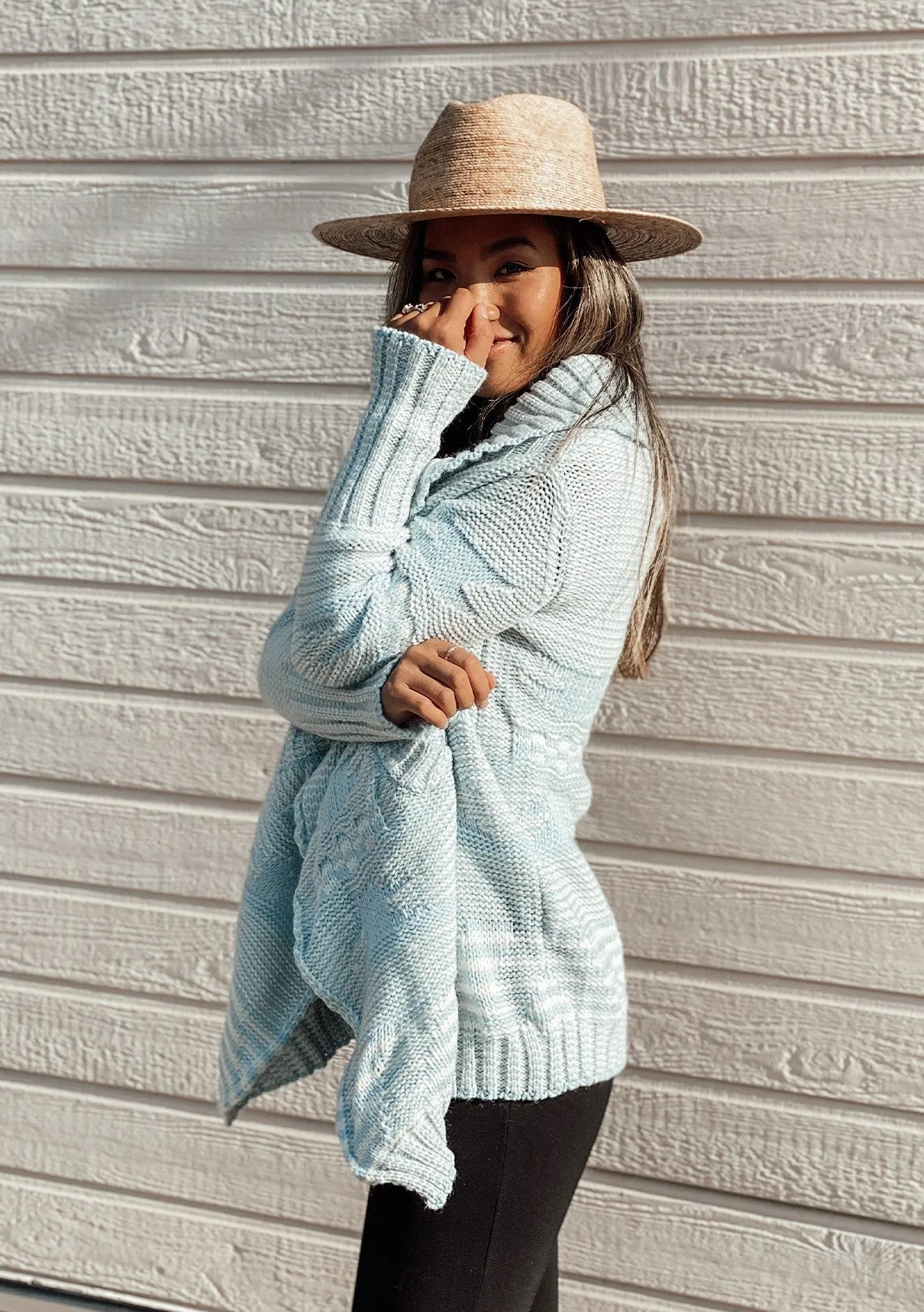 Wool Blend Cozy Open Front Knit Sweater