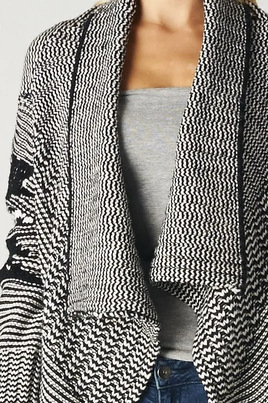 Wool Blend Cozy Open Front Knit Sweater