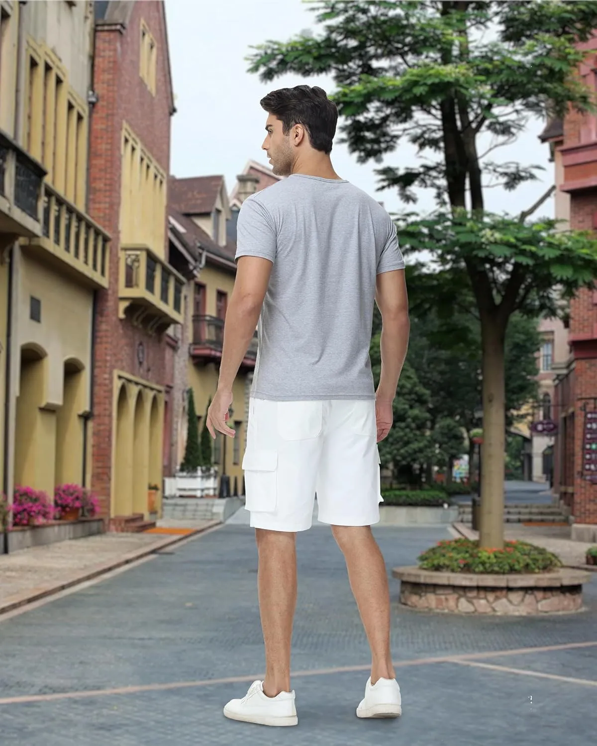 YuKaiChen Men's Cargo Shorts Relaxed Fit Stretch Drawstring Elastic Waist Casual Shorts with Pockets