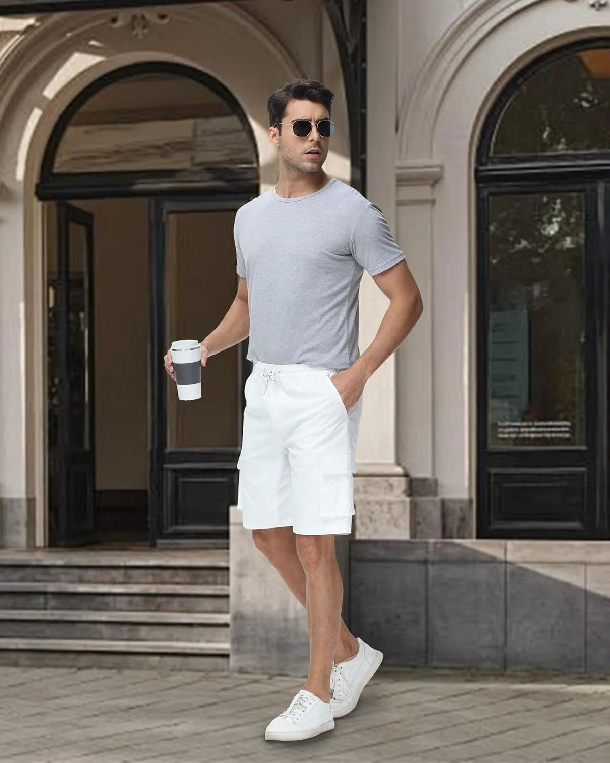 YuKaiChen Men's Cargo Shorts Relaxed Fit Stretch Drawstring Elastic Waist Casual Shorts with Pockets