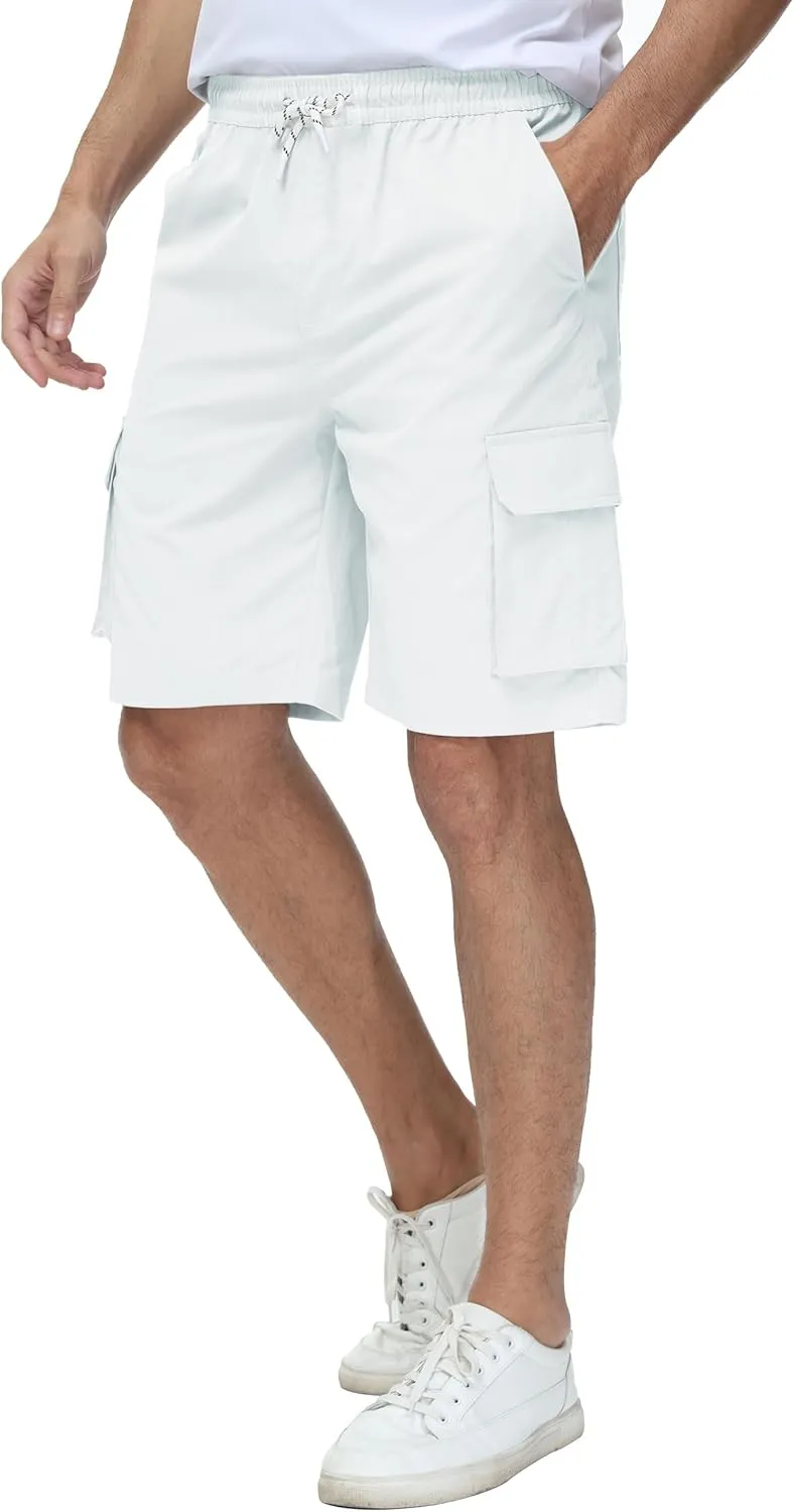 YuKaiChen Men's Cargo Shorts Relaxed Fit Stretch Drawstring Elastic Waist Casual Shorts with Pockets