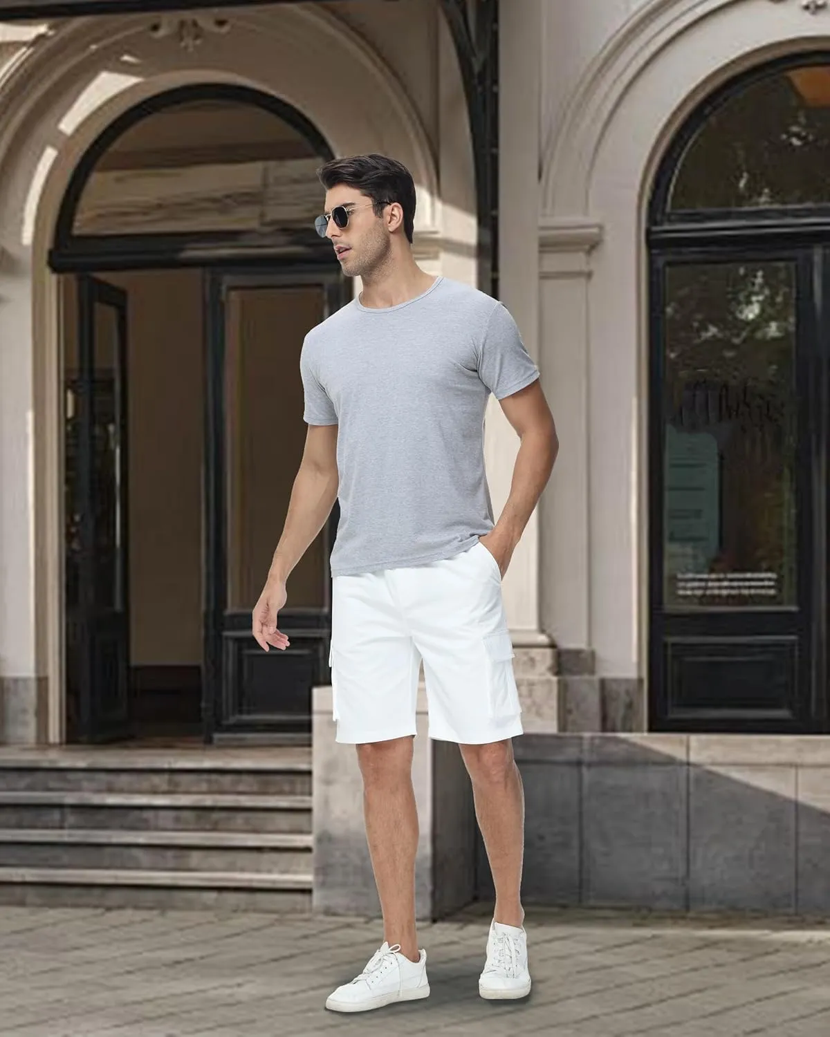 YuKaiChen Men's Cargo Shorts Relaxed Fit Stretch Drawstring Elastic Waist Casual Shorts with Pockets